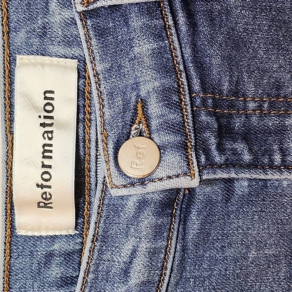 Reformation Jeans high-rise Skinny Strechy Meduim Wash blue denim Size 28 - Picture 11 of 16